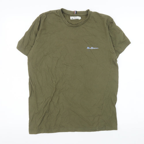 Ben Sherman Men's Khaki Green Crew Neck Cotton T-Shirt M
