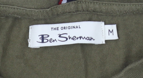 Ben Sherman Men's Khaki Green Crew Neck Cotton T-Shirt M