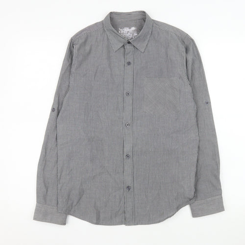 Red Herring Boys Grey Striped Button-Up Long Sleeve Shirt 16 Years