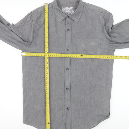 Red Herring Boys Grey Striped Button-Up Long Sleeve Shirt 16 Years