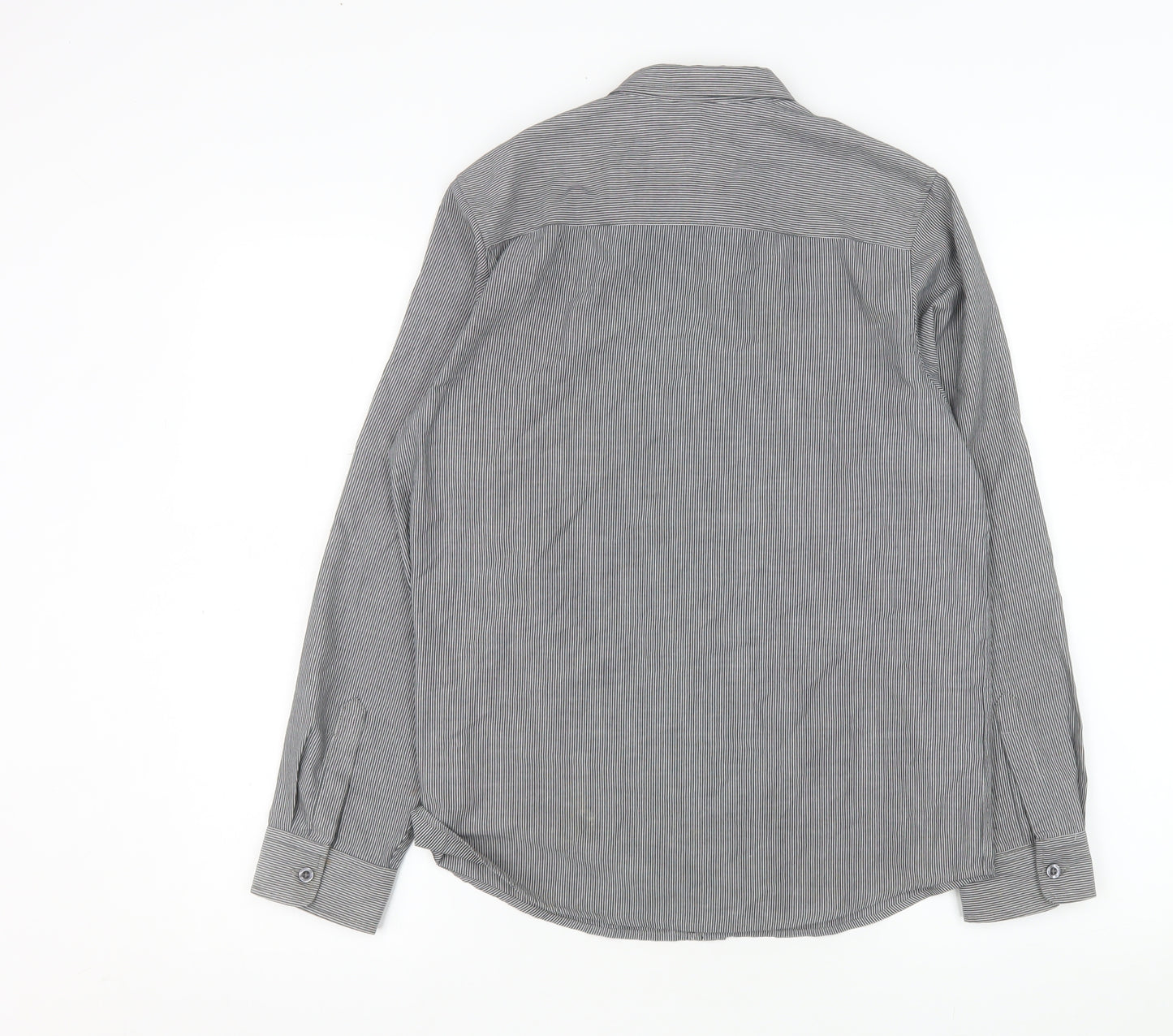 Red Herring Boys Grey Striped Button-Up Long Sleeve Shirt 16 Years