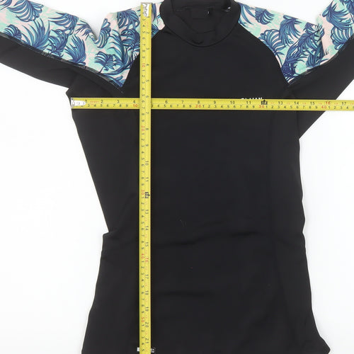 Olaian Boys Black Tropical Rash Guard Long Sleeve Surf Top 12-13 Years