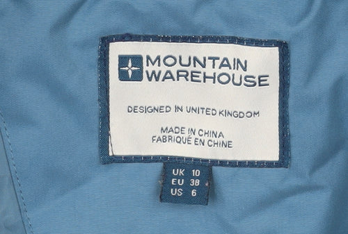 Mountain Warehouse Womens Blue Hooded Waterproof Parka Coat Size 10