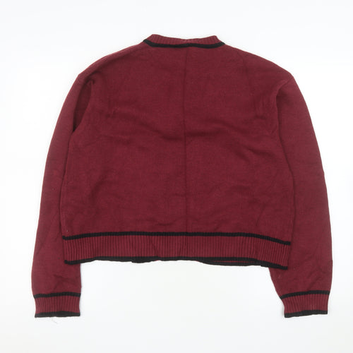 Savida Women Red Bow Trim Knit Cardigan Size 14