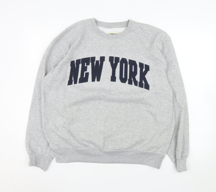 New York Popular Men's Grey Crew Neck Sweatshirt L