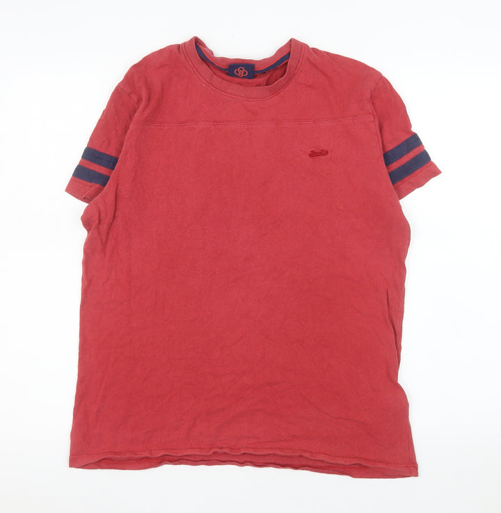 Superdry Men Red Organic Cotton Crew Neck Short Sleeve T-Shirt Size L