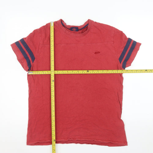 Superdry Men Red Organic Cotton Crew Neck Short Sleeve T-Shirt Size L