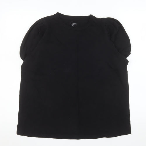 Dunnes Stores Women's Black Cotton Puff Sleeve T-Shirt Size L