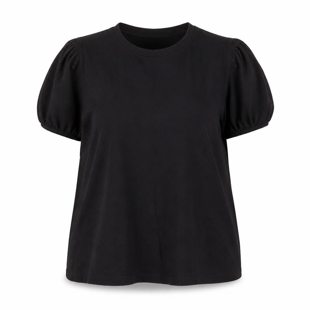 Dunnes Stores Women's Black Cotton Puff Sleeve T-Shirt Size L
