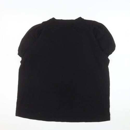 Dunnes Stores Women's Black Cotton Puff Sleeve T-Shirt Size L