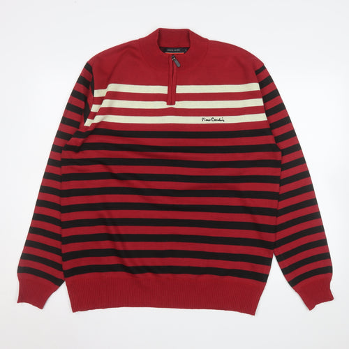 Pierre Cardin Men's Red Striped 1/2 Zip Sweatshirt Size L