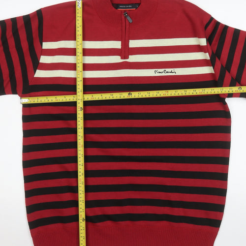 Pierre Cardin Men's Red Striped 1/2 Zip Sweatshirt Size L