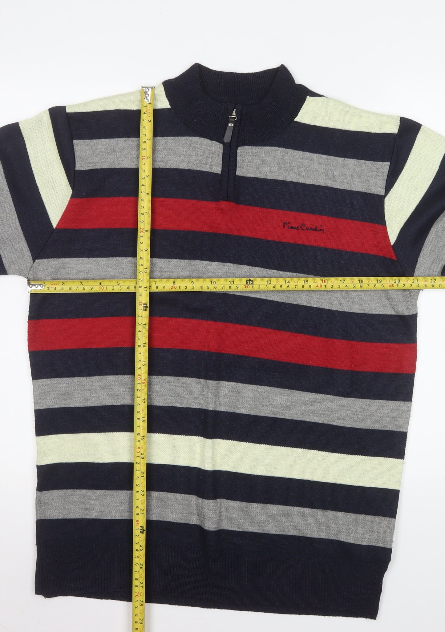 Pierre Cardin Men's Multicoloured Stripe 1/2 Zip Mock Neck Sweatshirt L