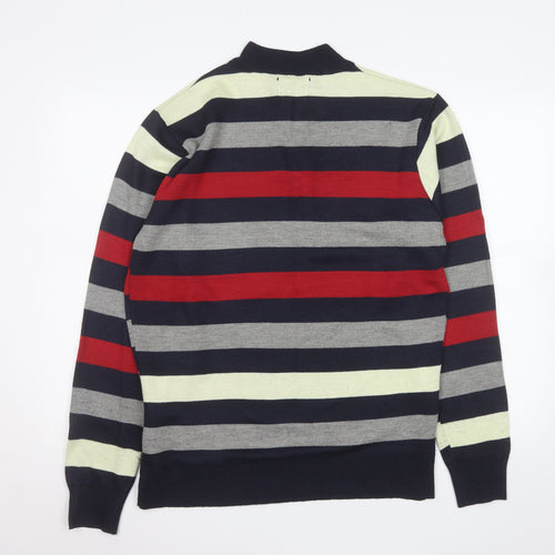 Pierre Cardin Men's Multicoloured Stripe 1/2 Zip Mock Neck Sweatshirt L