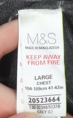 Marks and Spencer Men’s Grey Striped 1/4 Zip Pullover Sweatshirt Size L