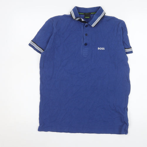 BOSS Men's Blue Cotton Regular Fit Polo Shirt Size S
