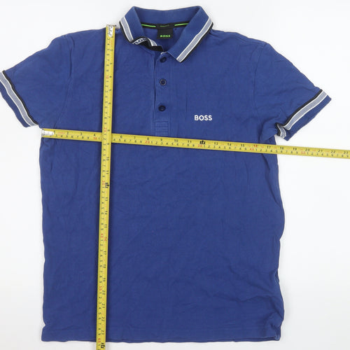 BOSS Men's Blue Cotton Regular Fit Polo Shirt Size S