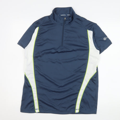 Backswing Men's Blue 1/4 Zip Short Sleeve Polo Shirt S Athletic Fit