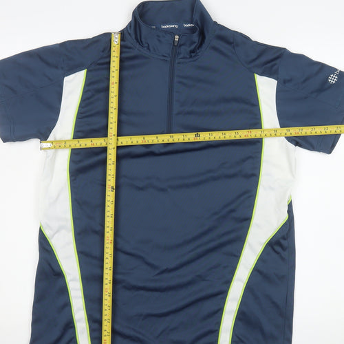 Backswing Men's Blue 1/4 Zip Short Sleeve Polo Shirt S Athletic Fit