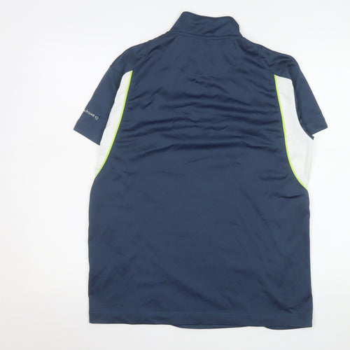 Backswing Men's Blue 1/4 Zip Short Sleeve Polo Shirt S Athletic Fit