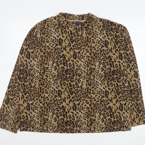 Marks and Spencer Womens Brown Leopard Print Pullover Sweatshirt Size 16