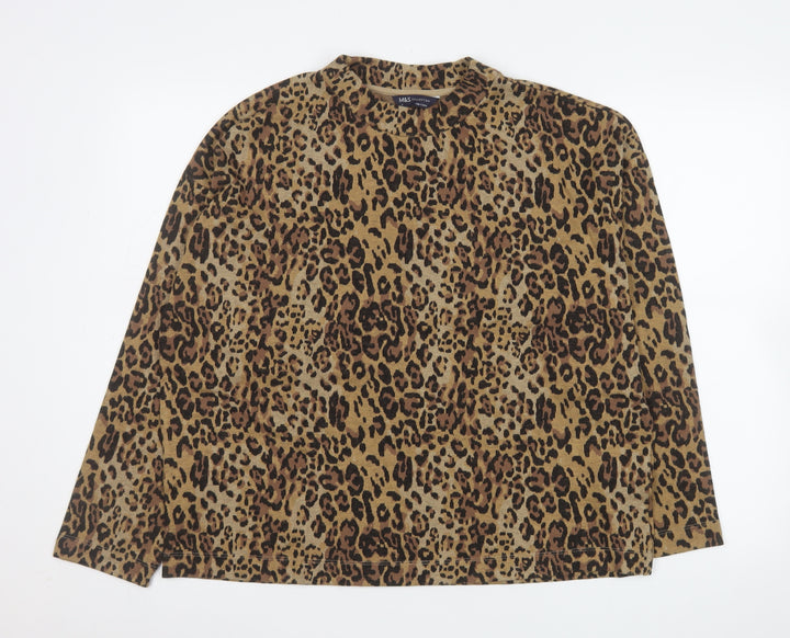 Marks and Spencer Womens Brown Leopard Print Pullover Sweatshirt Size 16