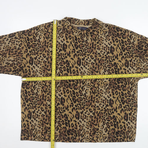 Marks and Spencer Womens Brown Leopard Print Pullover Sweatshirt Size 16
