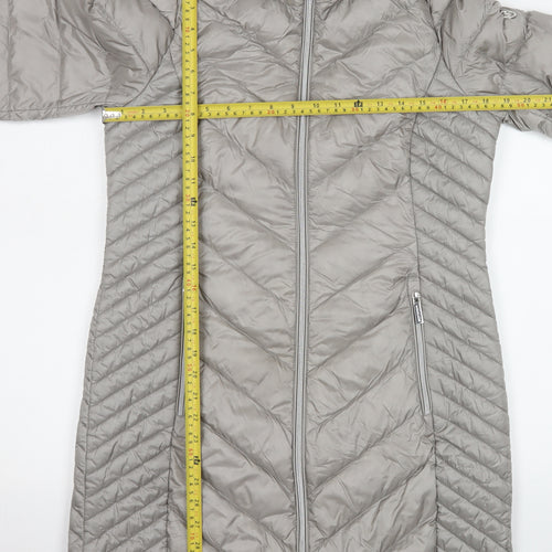 Michael Kors Womens Grey Long Puffer Down Coat Size S