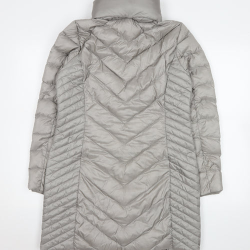 Michael Kors Womens Grey Long Puffer Down Coat Size S