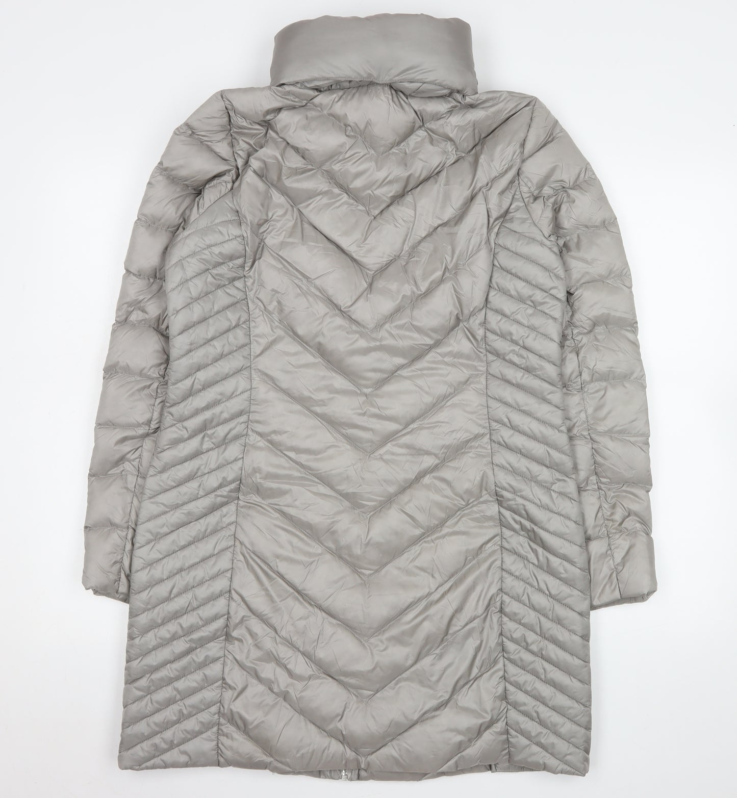 Michael Kors Womens Grey Long Puffer Down Coat Size S
