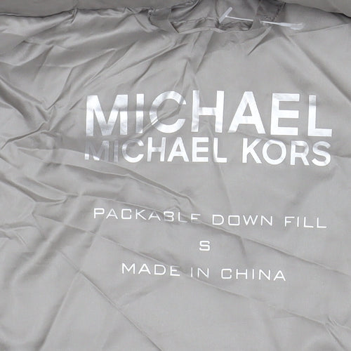 Michael Kors Womens Grey Long Puffer Down Coat Size S