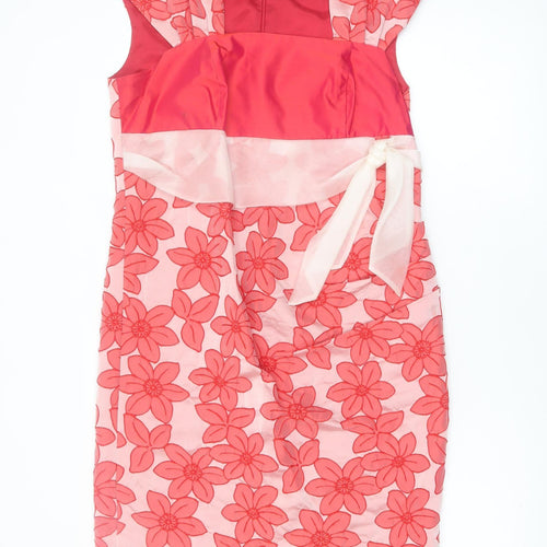 Pifer & Mayka Women’s Pink Floral Sheath Dress Size 12 Knee Length