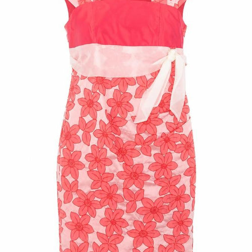 Pifer & Mayka Women’s Pink Floral Sheath Dress Size 12 Knee Length