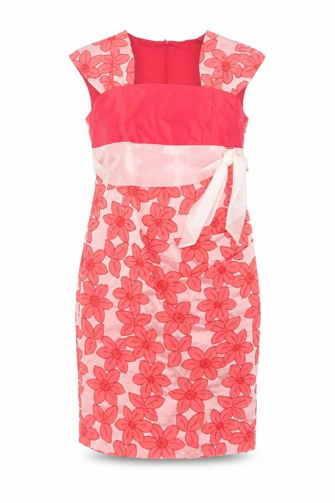 Pifer & Mayka Women’s Pink Floral Sheath Dress Size 12 Knee Length