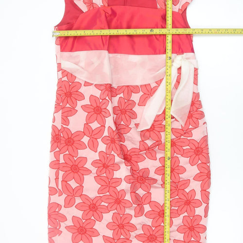 Pifer & Mayka Women’s Pink Floral Sheath Dress Size 12 Knee Length