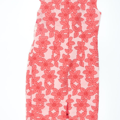Pifer & Mayka Women’s Pink Floral Sheath Dress Size 12 Knee Length
