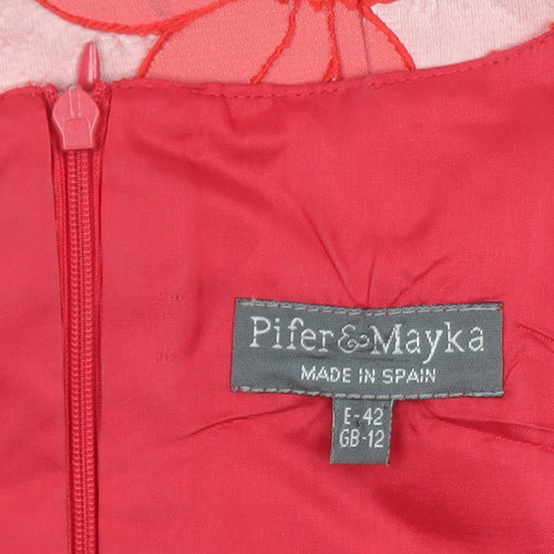 Pifer & Mayka Women’s Pink Floral Sheath Dress Size 12 Knee Length