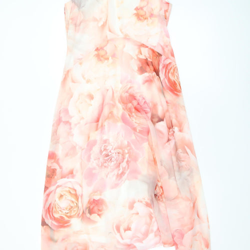 Wallis Womens Floral Asymmetric Midi Dress Size 8 Multicoloured Sleeveless