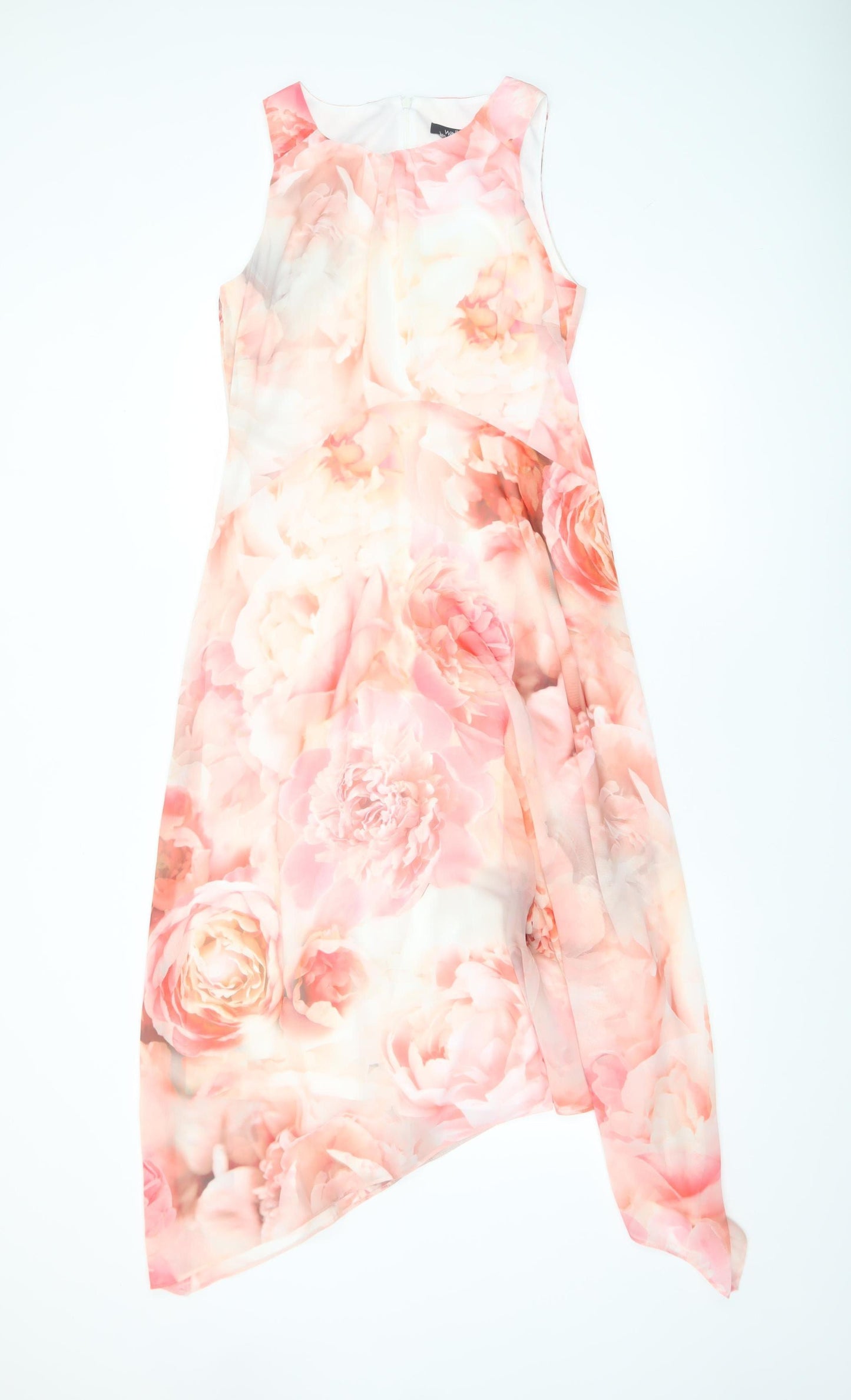 Wallis Womens Floral Asymmetric Midi Dress Size 8 Multicoloured Sleeveless