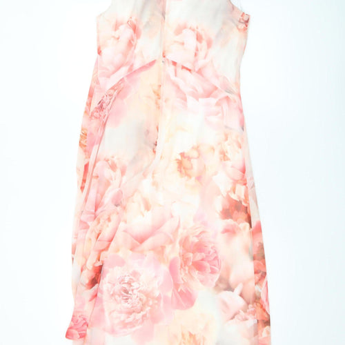 Wallis Womens Floral Asymmetric Midi Dress Size 8 Multicoloured Sleeveless
