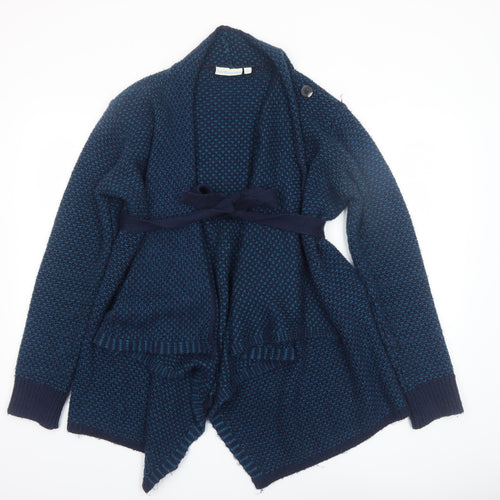 JoJo Maman Bébé Women's Blue Chunky Knit Belted Cardigan Size S