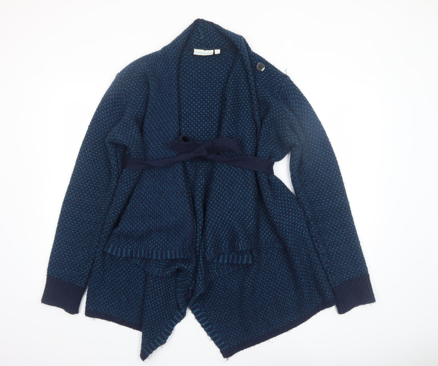 JoJo Maman Bébé Women's Blue Chunky Knit Belted Cardigan Size S