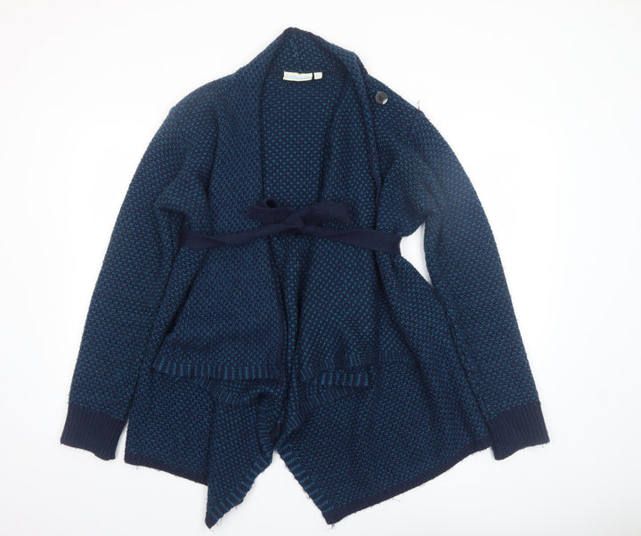 JoJo Maman Bébé Women's Blue Chunky Knit Belted Cardigan Size S