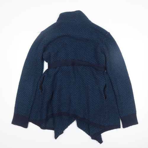 JoJo Maman Bébé Women's Blue Chunky Knit Belted Cardigan Size S