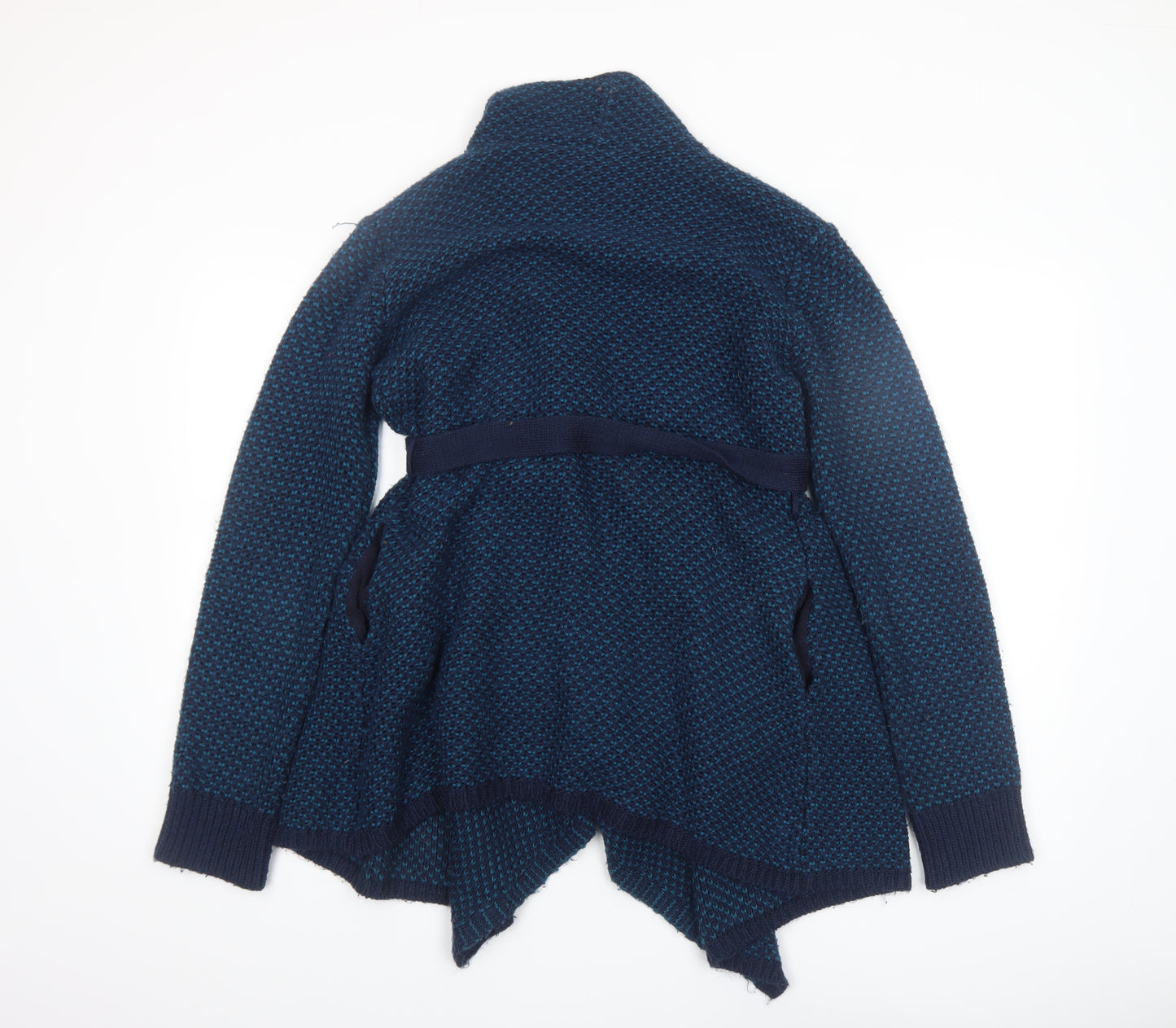 JoJo Maman Bébé Women's Blue Chunky Knit Belted Cardigan Size S