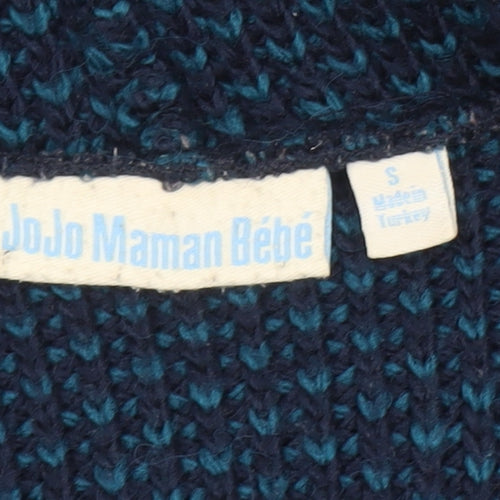 JoJo Maman Bébé Women's Blue Chunky Knit Belted Cardigan Size S