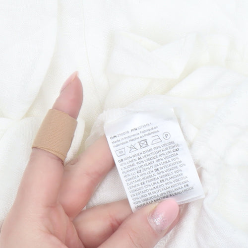 H&M Divided Women’s Ivory Cropped Tie Front Ruffle Blouse Size 8