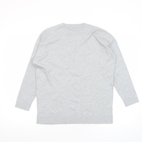 Dunnes Womens Grey Star Knit Crew Neck Pullover Jumper Size S