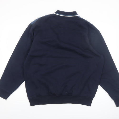 Pegasus Mens Blue Collared Henley Sweatshirt M Long Sleeve