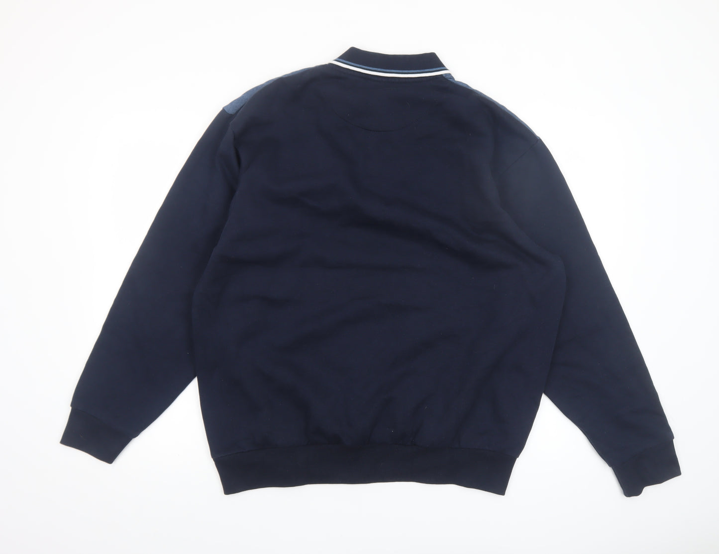 Pegasus Mens Blue Collared Henley Sweatshirt M Long Sleeve